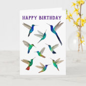 Carte d'anniversaire des colibris tropicaux (Fleur jaune)