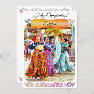 Carte d'anniversaire des danseurs mexicains du Fes