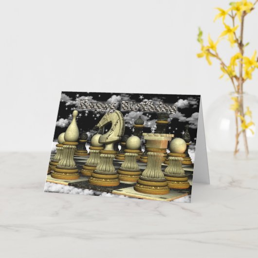 Carte d'anniversaire des échecs (Fleur jaune)