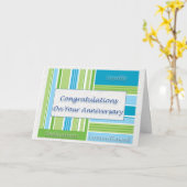 Carte d'anniversaire des employés bleue et verte (Fleur jaune)