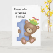 Carte d'anniversaire des enfants de petite ours (Fleur jaune)