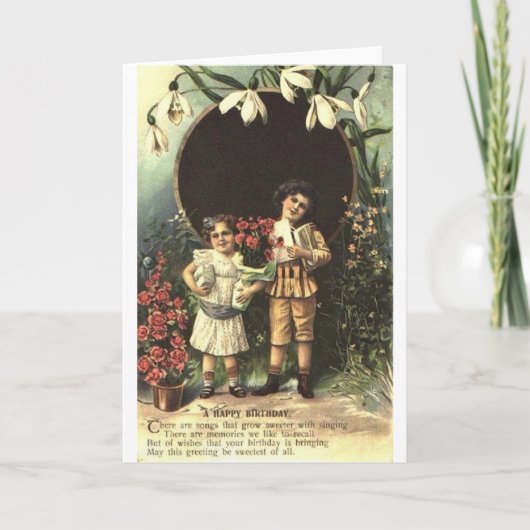 Carte d'anniversaire des enfants victoriens (Devant)