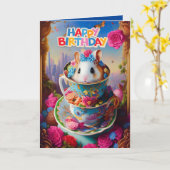 Carte d'anniversaire des hamsters syriens sympa (Fleur jaune)