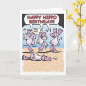 Carte d'anniversaire des hippopotames en état d'éb (Fleur jaune)