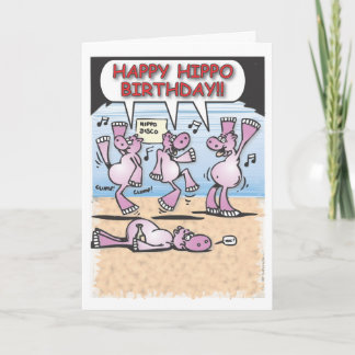 Carte d'anniversaire des hippopotames en état d'éb