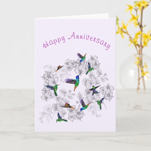 Carte d'anniversaire des oiseaux de printemps (Fleur jaune)