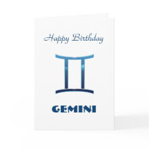 Carte d'anniversaire des panneaux Zodiac Gemini bl