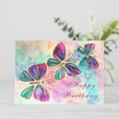 Carte d'anniversaire des papillons Watercolor (Debout devant)