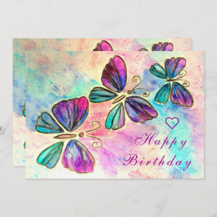 Carte d'anniversaire des papillons Watercolor