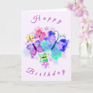 Carte d'anniversaire des papillons Watercolor