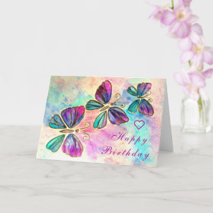 Carte d'anniversaire des papillons Watercolor
