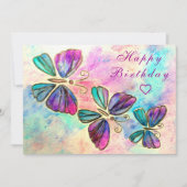 Carte d'anniversaire des papillons Watercolor (Devant)