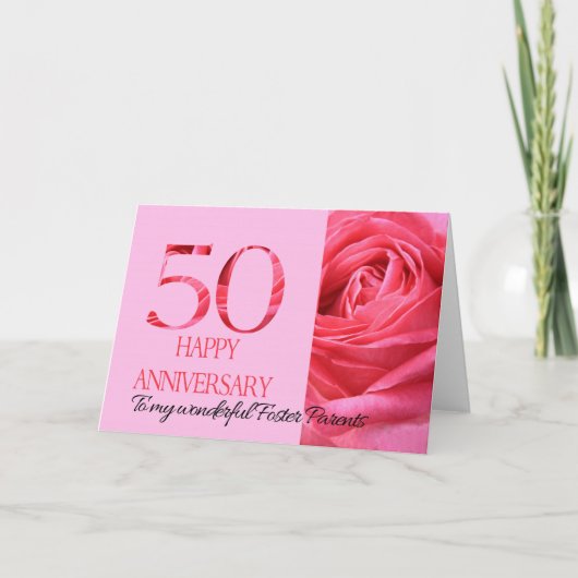 Carte d'anniversaire des parents d'accueil Rose ro (Devant)