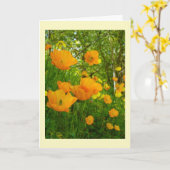 Carte d'anniversaire des pavots orange (Fleur jaune)
