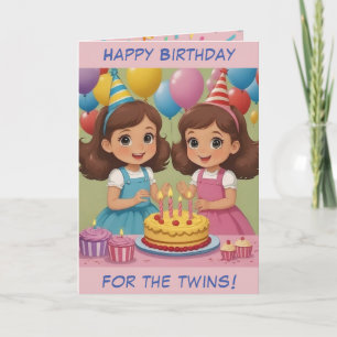 Carte d'anniversaire des petites filles jumelles