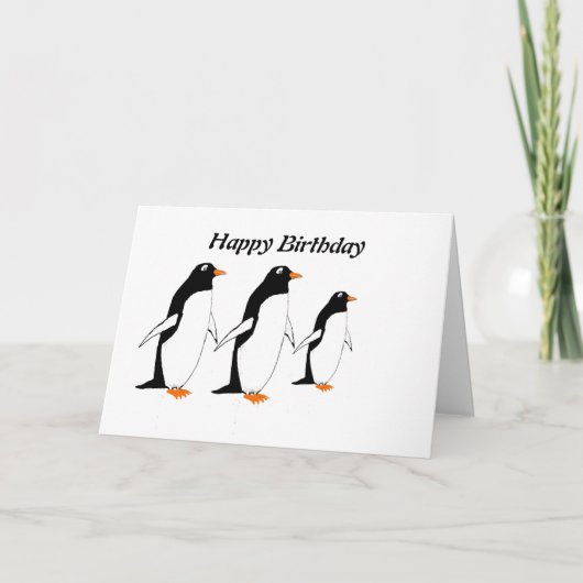 Carte d'anniversaire des pingouins (Devant)