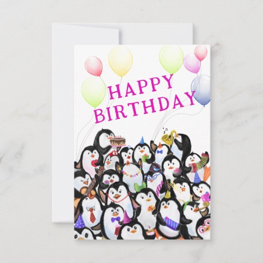 Carte d'anniversaire des pingouins (Devant)