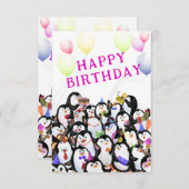 Carte d'anniversaire des pingouins (Devant / Derrière)