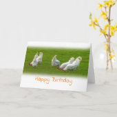 Carte d'anniversaire des poulets blancs (Fleur jaune)