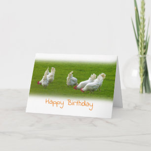 Carte d'anniversaire des poulets blancs