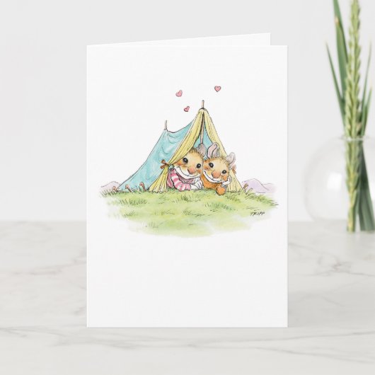 Carte d'anniversaire des souris de camping (Devant)