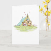 Carte d'anniversaire des souris de camping (Fleur jaune)