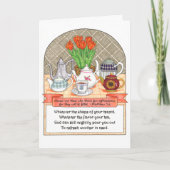 Carte d'anniversaire des théières rafraîchissantes (Devant)