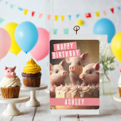 Carte d'anniversaire des trois petits cochons mign