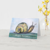 Carte d'anniversaire d'escargot (a241) (Fleur jaune)