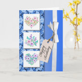 Carte d'anniversaire design floral ruban cadeau (Fleur jaune)