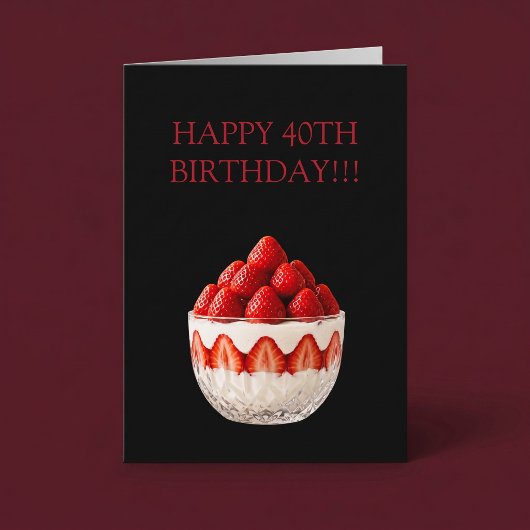 Carte d'anniversaire dessert aux fraises
