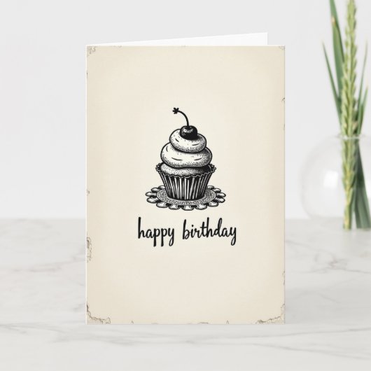 Carte d'anniversaire dessert gravée (Devant)