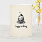 Carte d'anniversaire dessert gravée (Fleur jaune)