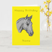 Carte d'anniversaire Dessin de cheval (Fleur jaune)