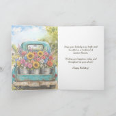 Carte d'anniversaire d'été joyeux avec des fleurs (Intérieur)
