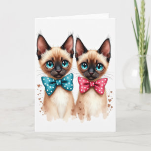 Carte d'anniversaire Deux Chats Nœud Papillon