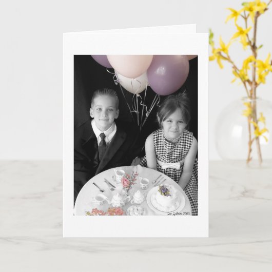 Carte d'anniversaire deux du thé 4 (Fleur jaune)