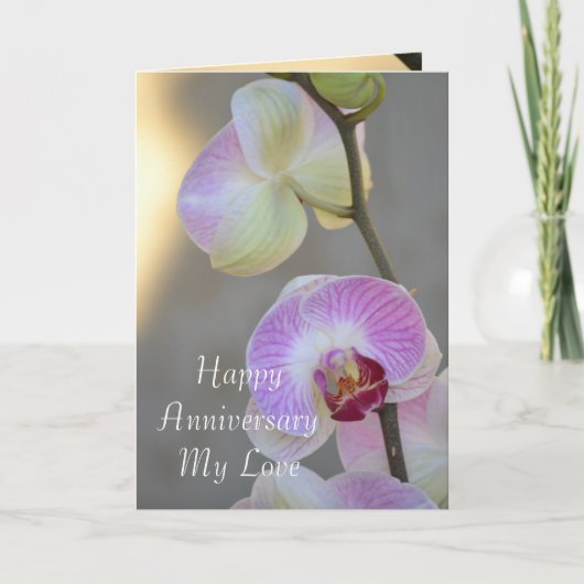 Carte d'anniversaire d'expression d'orchidée rose (Devant)