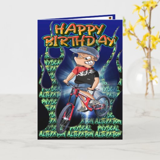 Carte d'anniversaire DH Biker (Fleur jaune)