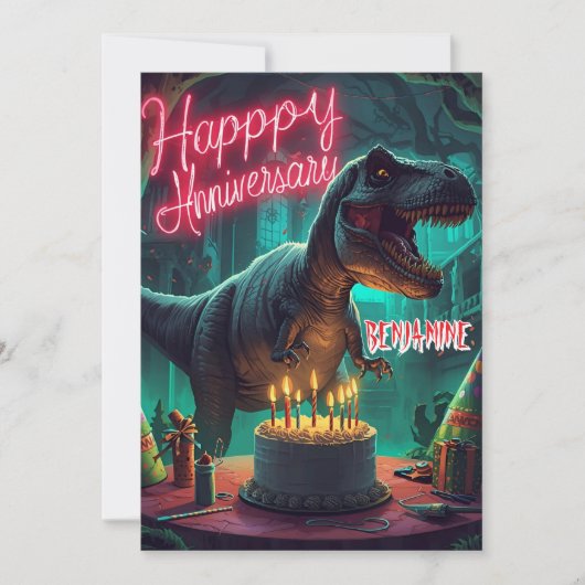 CARTE D'ANNIVERSAIRE D'HALLOWEEN DE DINOSAURE EFFR (Devant)