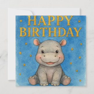 Carte d'anniversaire d'hippopotame.
