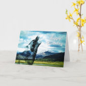 Carte d'anniversaire d'hurlement de loup de (Fleur jaune)
