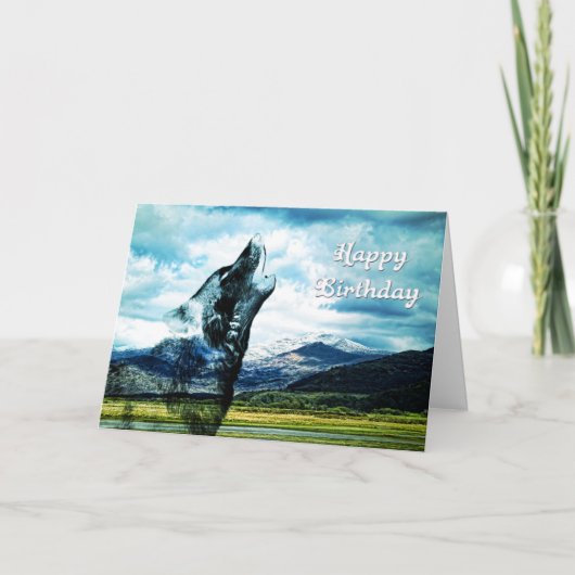 Carte d'anniversaire d'hurlement de loup de (Devant)