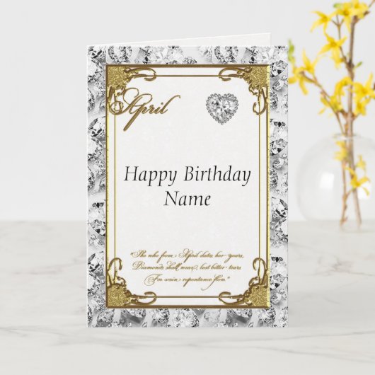 Carte d'anniversaire Diamond d'avril (Fleur jaune)