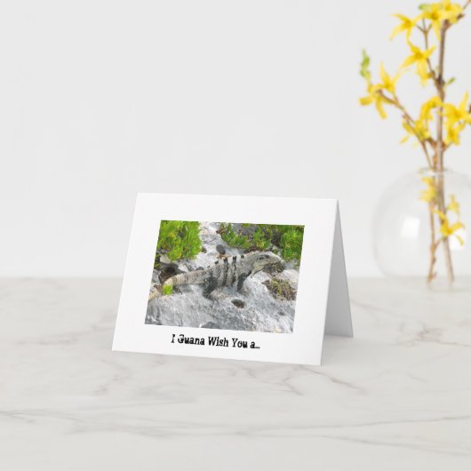 Carte d'anniversaire d'iguane (Fleur jaune)