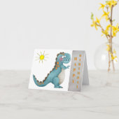 Carte d'anniversaire - Dino bleu (Fleur jaune)
