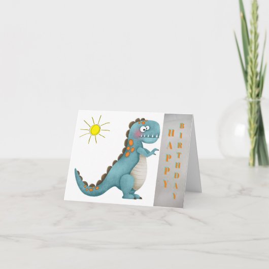 Carte d'anniversaire - Dino bleu (Devant)