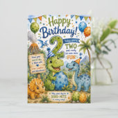Carte d'anniversaire Dino-Mite 2 ans (Debout devant)