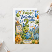 Carte d'anniversaire Dino-Mite 2 ans (Devant/Arrière en situation)