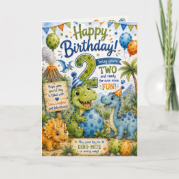 Carte d'anniversaire Dino-Mite 2 ans